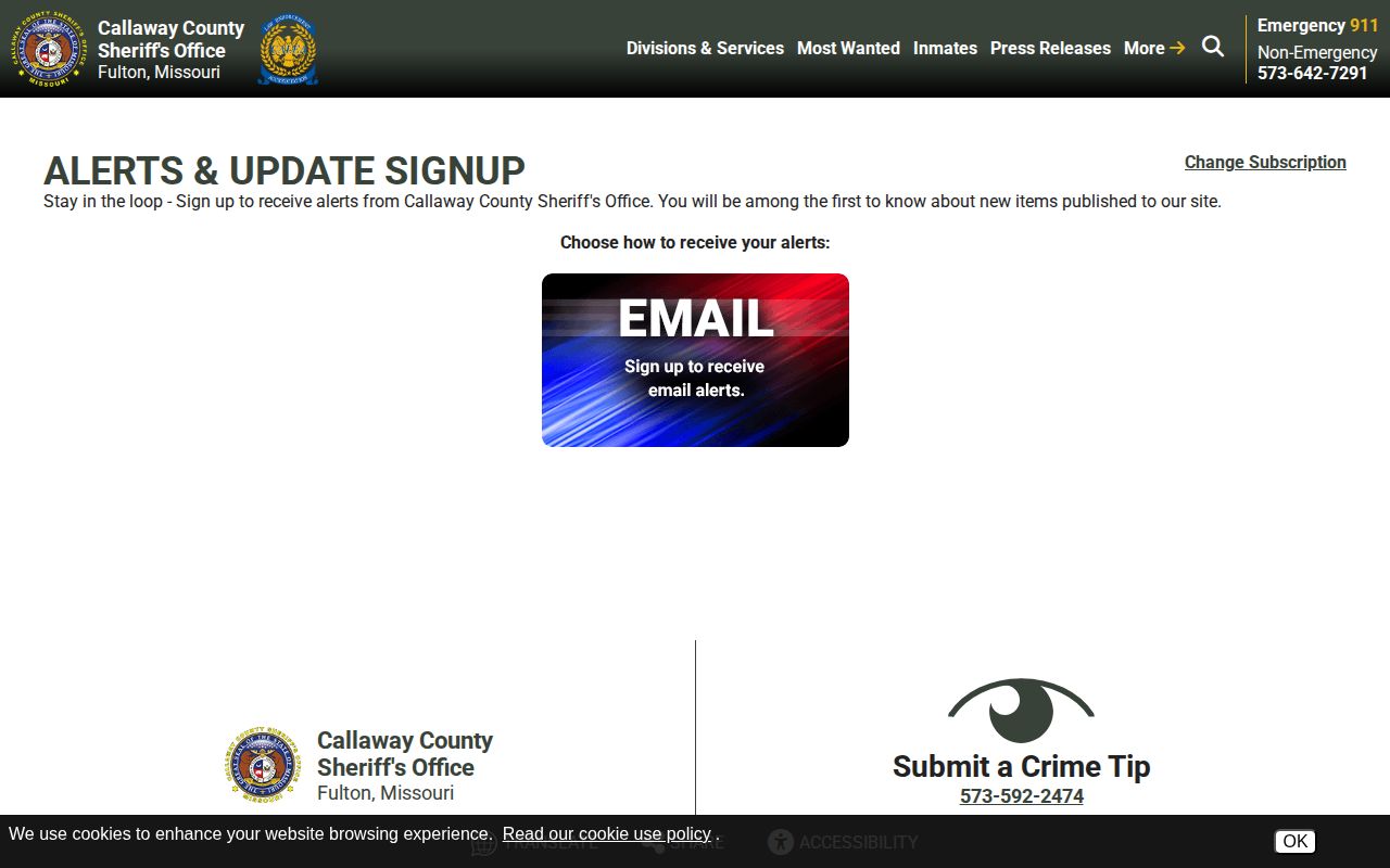 Callaway County Sheriff arrest and public safety alerts signup